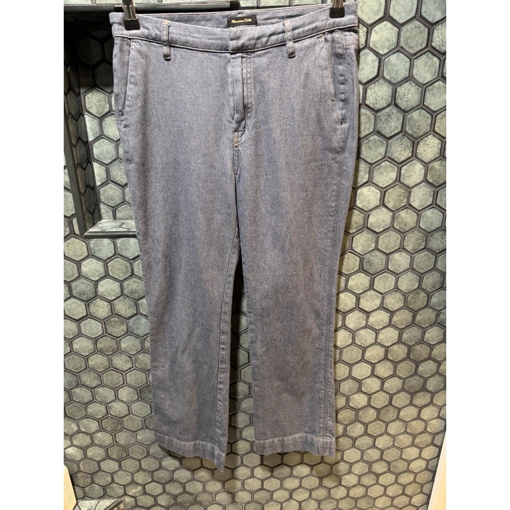 Massimo Dutti Women's‎ Slim Crop Ankle Pants Sz 4 Cotton Blend Denim Trousers